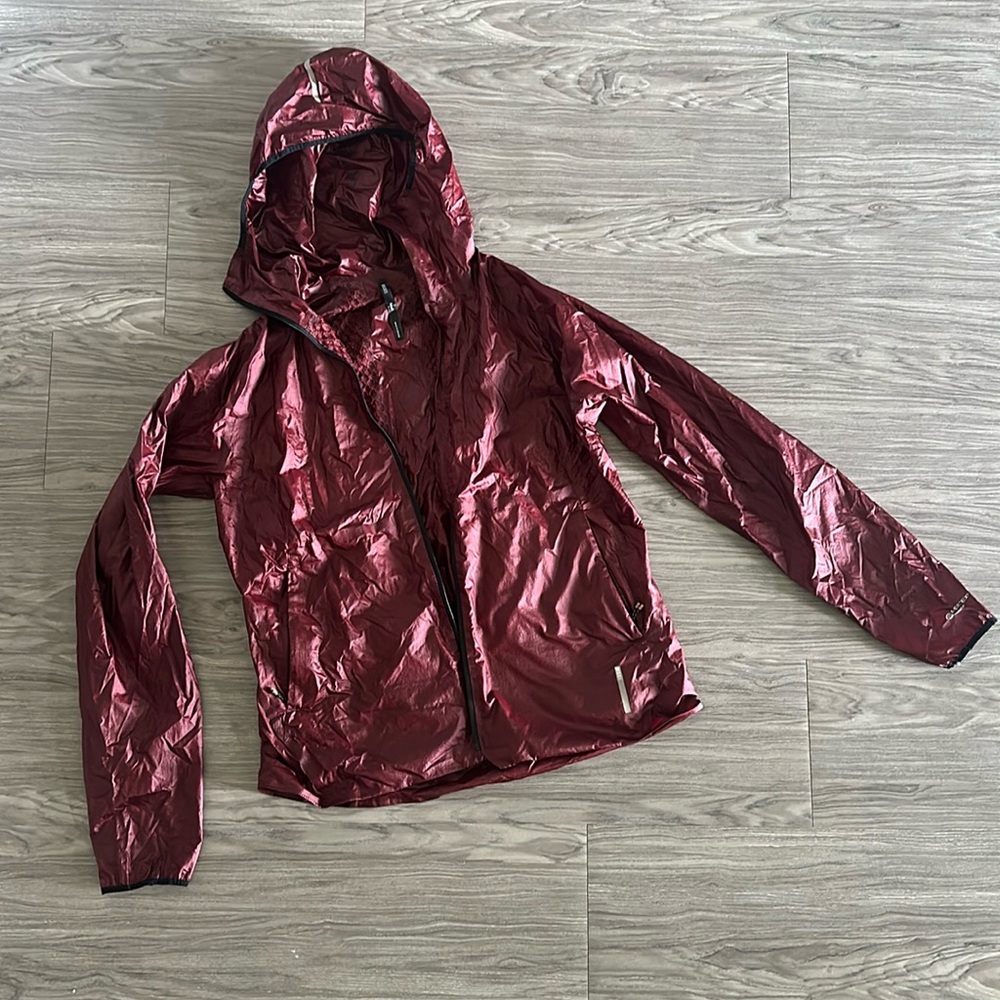 Women's REI running Burgundy Hooded Jacket